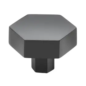 Gliderite 849376058082 5-pack 1-1/2 Inch Solid Hexagon Cabinet Knob Matte Black