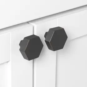 Gliderite 849376058099 5-pack 1-1/2 Inch Solid Hexagon Cabinet Knob Brown #3