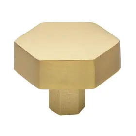 Gliderite 849376058112 5-pack 1-1/2 Inch Solid Hexagon Cabinet Knob Satin Gold Finish