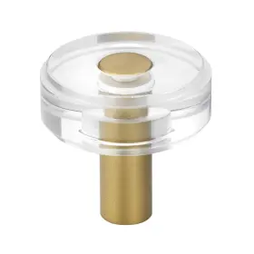 Gliderite 849376058228 1-1/2 Inch Round Clear Cabinet Knobs Satin Gold 5-pk -
