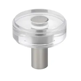 Gliderite 849376058235 1-1/2 Inch Round Clear Cabinet Knobs Satin Nickel 5-pk -