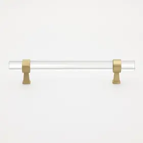 Gliderite 849376061044 5-pack 5 Inch Center Clear Acrylic Satin Gold Pulls