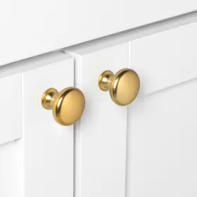 Gliderite 849376062904 5-pack 1-1/8 Inch Gold Round Cabinet Knobs - Brass #3 Gliderite 849376062904 5-pack 1-1/8 Inch Gold Round Cabinet Knobs - Brass #3
