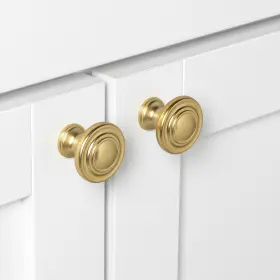 Gliderite 849376062959 5-pack 1-1/4 Inch Gold Round Ring Cabinet Knobs - Brass #3