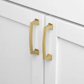 Gliderite 849376063208 3-3/4 Inch Center Gold Deco Base Cabinet Pulls Brass #3