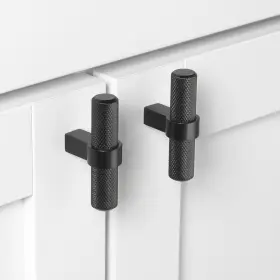 Gliderite 849376068135 2.25 In Matte Black European Knurled Solid Steel Cabinet #3
