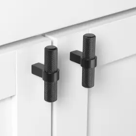 Gliderite 849376068159 2.25 In Matte Black European Knurled Solid Steel Cabinet T-bar Pack Of 25 #3