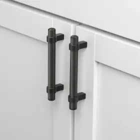 Gliderite 849376068258 3.75 In Screw Center Solid Steel Knurled Euro Bar Pull Pack Of 5 - Matte #3