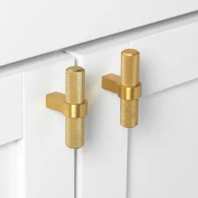Gliderite 849376068395 2.25 In Brass Gold European Knurled Solid Steel Cabinet T-bar Pack Of 25 #3