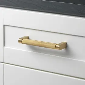 Gliderite 849376076130 6-5/16 Inch Center Knurled Bar Pull Cabinet Hardware Handle Satin Gold #3