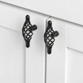 Gliderite Hardware 849376077106 2 Inch Classic Oval Twisted Birdcage Cabinet Knob Pack Of Black #3