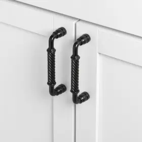 Gliderite Hardware 849376077229 5 Inch Center Twisted Steel Pull Cabinet Handle Pack Of 10 Black #3