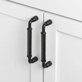 Gliderite Hardware 849376077267 6-5/16 Inch Center Twisted Steel Pull Cabinet Handle Pack Of Black #3
