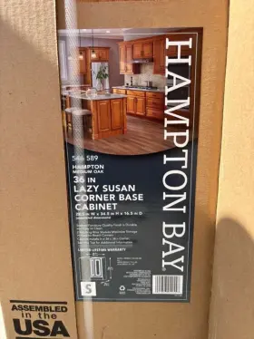 Hampton Bay 094803042558 25 Inch W X 16.5 D 34.5 H Assembled Lazy Susan Corner Base