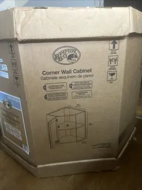1006239519 Hampton Bay New Westfield Feather White Shaker Corner Wall Kitchen Cabinet #2
