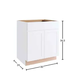 B30-csw Hampton Bay Courtland 30 Inch W X 24 D 34.5 H Assembled Shaker Base Kitchen Cabinet #3