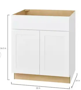 B30-g Hampton Bay Avondale 30in Shaker Sink Base Kitchen Cabinet Dove Gray #2
