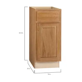 Kb15-mo Hampton Bay Base Kitchen Cabinet 15 Inch X 34.5 Raised Door Panel Indoor Medium Oak #3