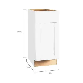 Kb15-ssw Hampton Bay Shaker 15 Inch W X 24 D 34.5 H Assembled Base Kitchen Cabinet In Satin #3