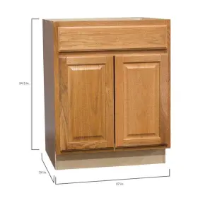 Kb27-mo Hampton Bay 27 Inch W X 24 D 34.5 H Assembled Base Kitchen Cabinet In Mediu #3