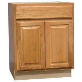 Kb27-mo Hampton Bay 27 Inch W X 24 D 34.5 H Assembled Base Kitchen Cabinet In Mediu