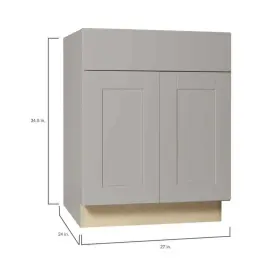 Kb27-sdv Hampton Bay Shaker 27 Inch W X 24 D 34.5 H Assembled Base Kitchen Cabinet In Dove G #3
