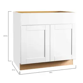 Kb36-ssw Hampton Bay Shaker 36 Inch W X 24 D 34.5 H Assembled Base Kitchen Cabinet In Satin #3