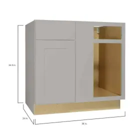 Kbbc45-sdv Hampton Bay Shaker 36 Inch W X 24 D 34.5 H Assembled Blind Base Kitchen Cabinet In #3