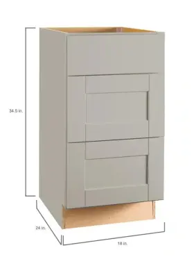 Kdb18-sdv Hampton Bay Shaker 18 Inch W X 24 D 34.5 H Assembled Drawer Base Kitchen Cabinet In