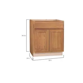 Ksb30-mo Hampton Bay Assembled Kitchen Cabinet 30 Inch Sink Base Rustic Partial Medium Oak #3