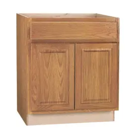 Ksb30-mo Hampton Bay Assembled Kitchen Cabinet 30 Inch Sink Base Rustic Partial Medium Oak