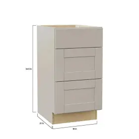 Kvdb18-sdv Hampton Bay Shaker 18 Inch W X 21 D 34.5 H Dove Gray Assembled Bath 3-drawer Base C #3