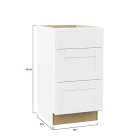 Kvdb18-ssw Hampton Bay Shaker 18 Inch W X 21 D 34.5 In H Satin White Assembled Bath 3-drawer Base #3
