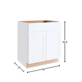 Sb30-csw Hampton Bay Courtland 30 Inch W X 24 D 34.5 H Assembled Shaker Sink Base Kitchen Ca #3