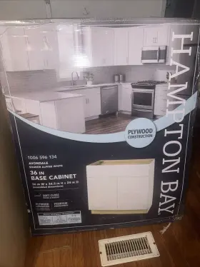 Dx34.5 Hampton Bay Sb36 Sink Base Kitchen Cabinet 36 Inch Wx24 H Alpine White Soft Close #2