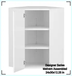 Wc2430-mlwh Hampton Bay Designer Series Melvern Assembled 24x30x12.25 Inch Diagonal Wall Kitchen Cabinet