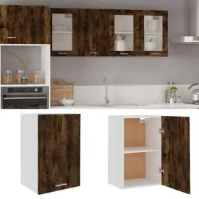 Hanging Cabinet Smoked Oak Engineered Wood Glass 720845693794 15.6x12.2x23.6 In