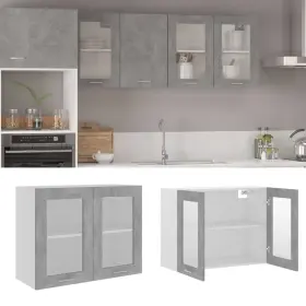Hanging Glass Cabinet Concrete Grey Engineered Wood Medium 720286133231