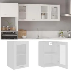 Hanging Glass Cabinet White Engineered Wood Glass 720286132951 23.6 In