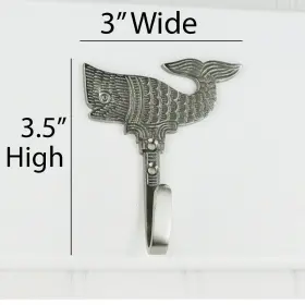 Highpoint Collection 817899015745 Satin Nickel Plated Whale Wall Hooks - Finish #3