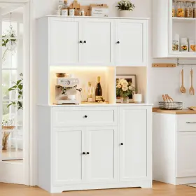 1055942 Hiphuta 71 Inch Kitchen Pantry With 7-color Led Light And Charging Station