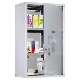 02-0329 Homcom 11.75 Inch W X 19.75 H Rectangular Silver Stainless Steel Cabinet