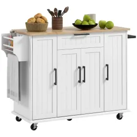 801-340v80wt Homcom White Wood 52 Inch Kitchen Island With Cabinets