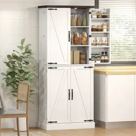 Homcom Us83a-455v80wt0141 72 Inch Tall Pantry Cabinet Storage With 8 Door Racks White
