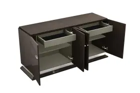 366369 Homeroots Furniture 72 Inch Gray Solid Wood Two Drawer Sideboard Soft Close With Doors #3