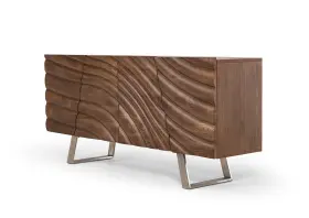 283028 Homeroots Kitchen 71 Inch Natural Brown Solid Wood Sideboard With Four Doors #3