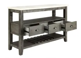 347332 Homeroots Kitchen 18 Inch X 54 36 White Marble Gray Oak Wood Server #3