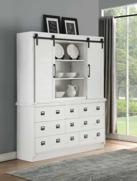 Homeroots Kitchen 614486164073 68 Inch X 19 81 Antique White Hutch And Buffet #3