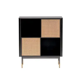 Homeroots Kitchen & Dining 808230090415 Black Wood And Wicker Accent Cabinet