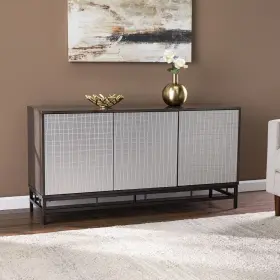 Homeroots Kitchen & Dining 808230100091 Contemporary Grid Lines Three Door Accent Cabinet